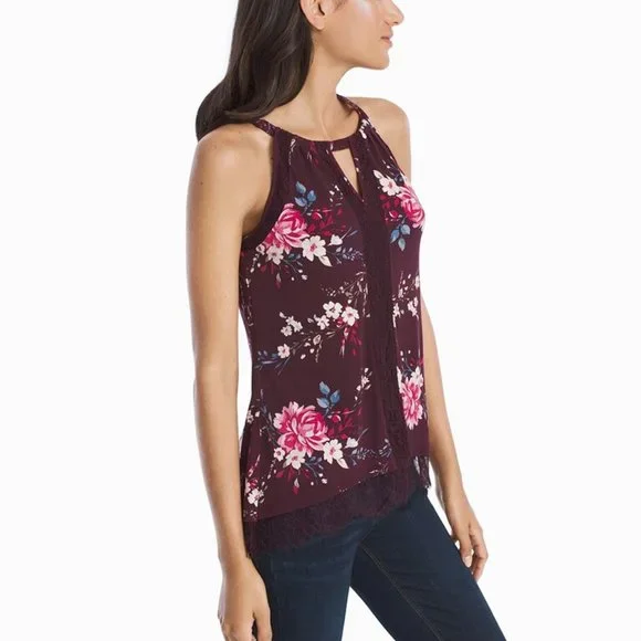 WHBM Sleeveless Embroidered Floral Top - Picture 3 of 9